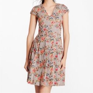 Brooks Brothers Pleated Houndstooth Gold Metallic dress